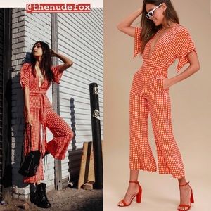 NWT  Faithfull the brand red gingham jumpsuit ✨